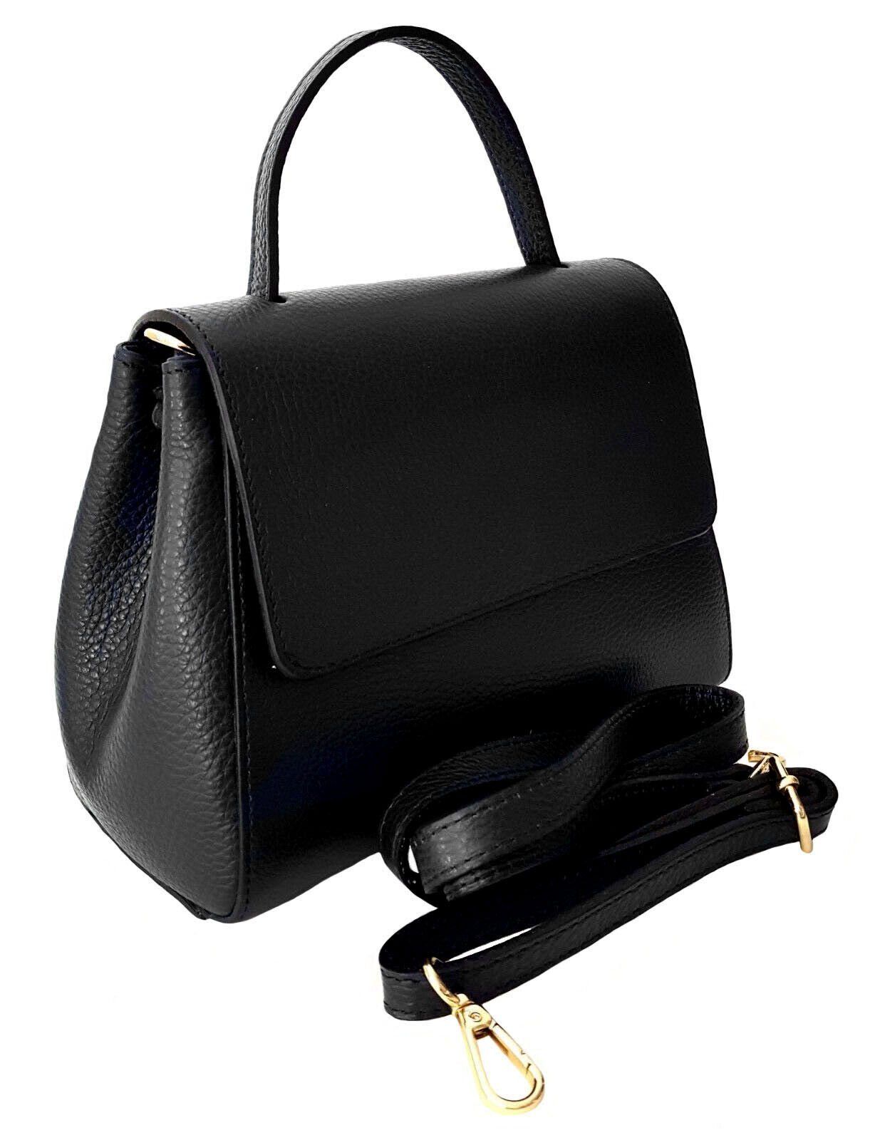 Sa-Lucca Schultertasche Damen Schultertasche echt Leder schwarz - Made in Italy, echt Leder, made in Italy