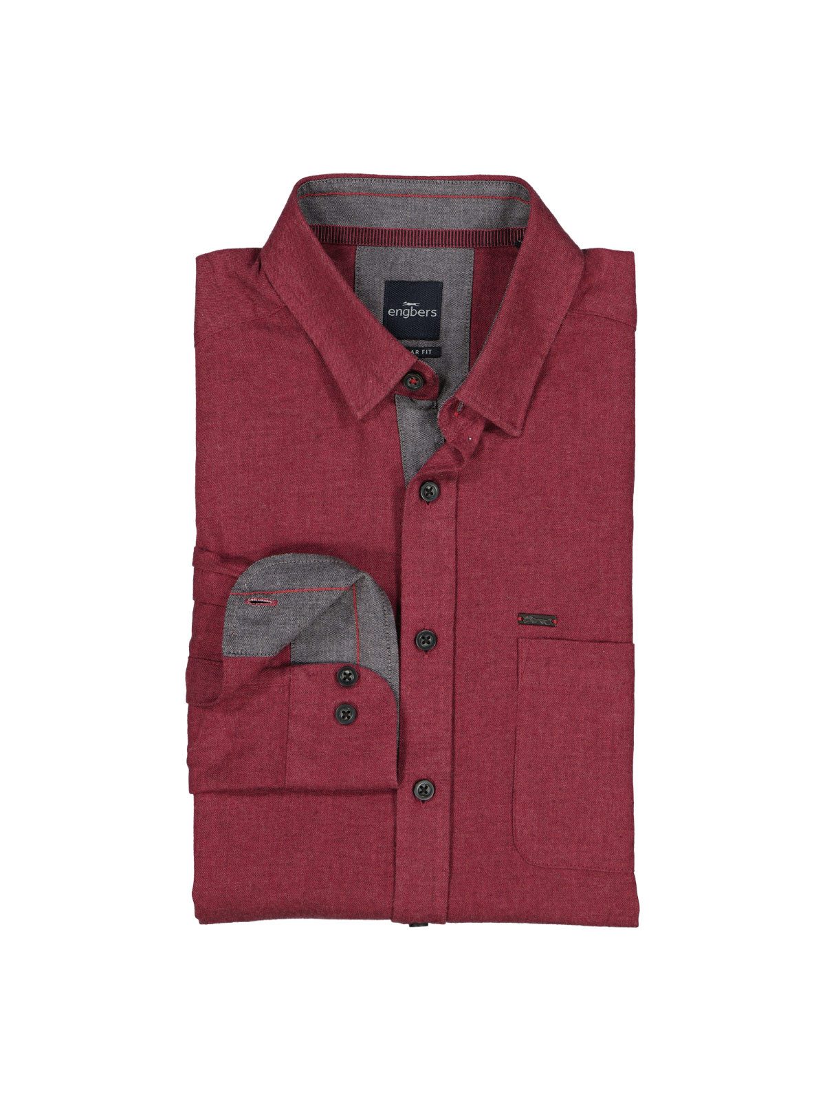 Engbers Langarmhemd engbers Herren Lnagarm-Hemd uni, Feuerrot günstig online kaufen