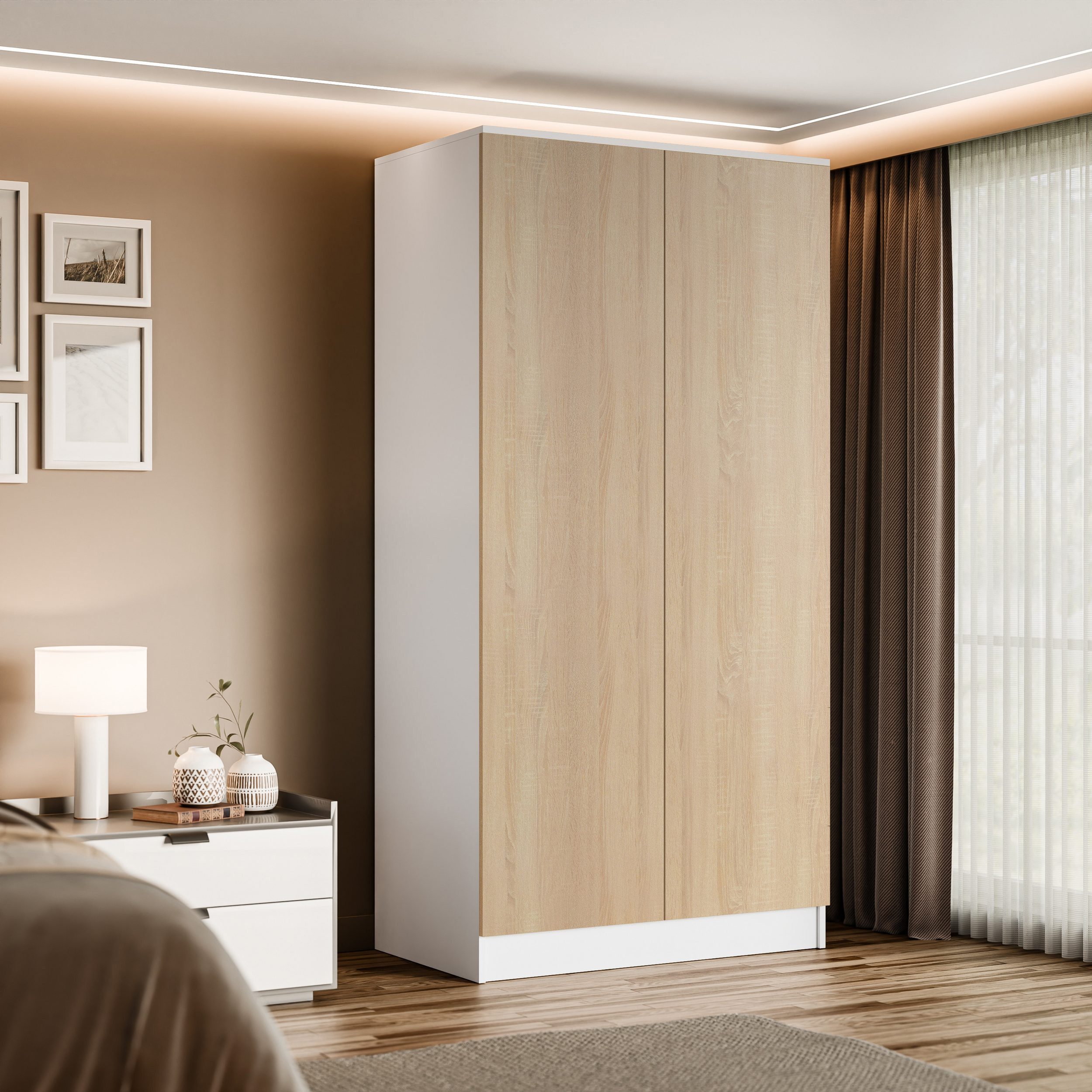 Beautysofa Kleiderschrank Zweitüriger mit Schiebetüren LOOK günstig online kaufen