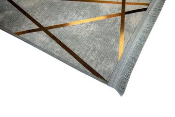 Teppich Sultan 0014, RESITAL The Voice of Carpet, rechteckig, Höhe: 7 mm, Kurzflor, bedruckt, goldfarbene Akzente, mit Bordüre & Fransen
