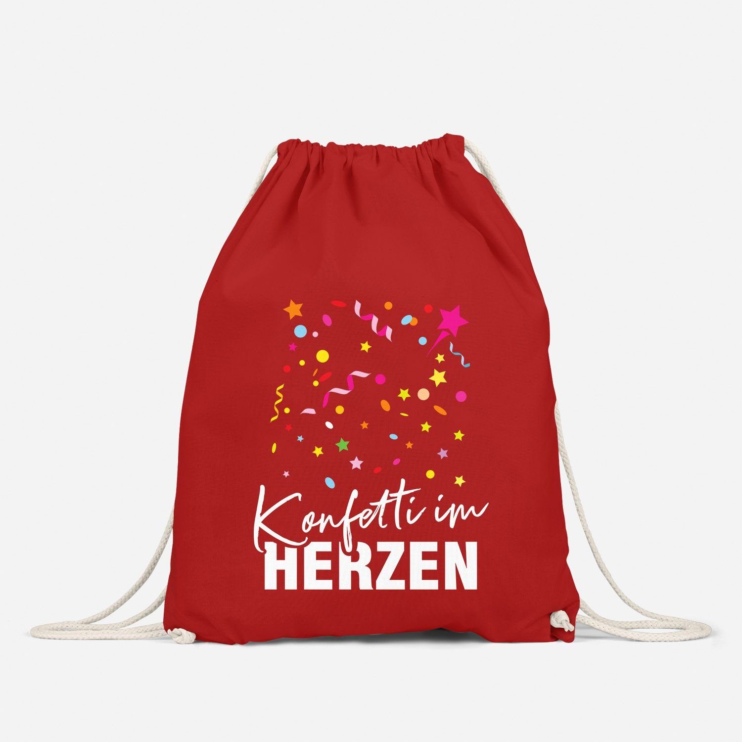 MoonWorks Turnbeutel Turnbeutel Fasching Karneval Konfetti im Herzen Spruch lustig