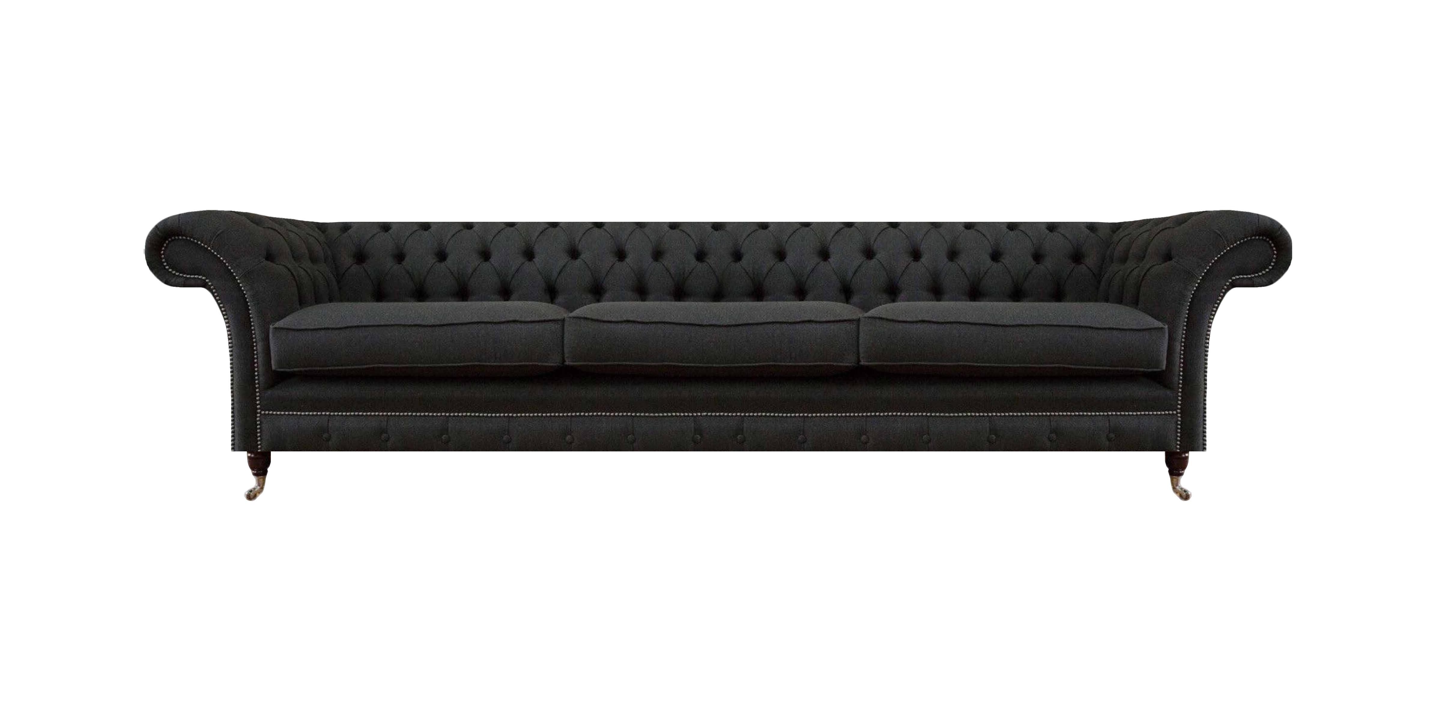 Xlmoebel Chesterfield-Sofa Schwarzes Chesterfield Sofa mit edler Polsterung und Knopfheftung, 3-Sitzer, Hergestellt in Europa
