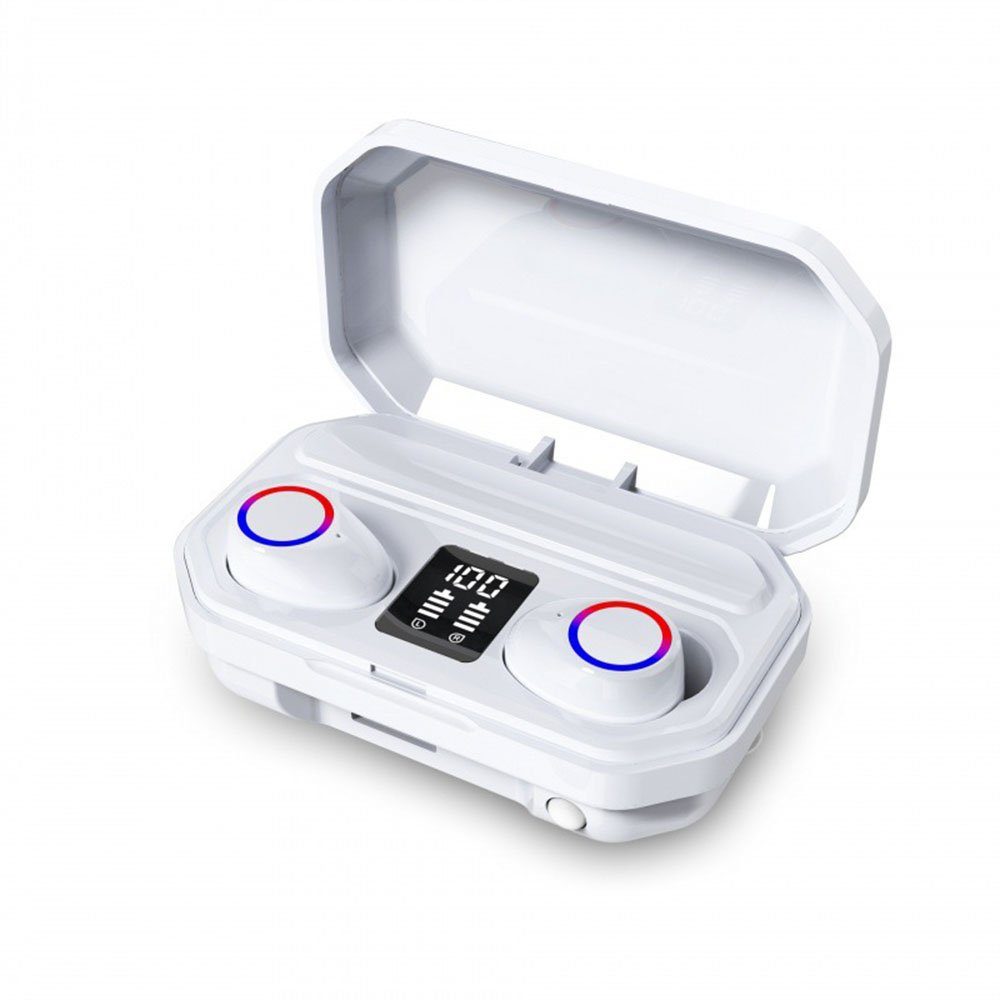 MOUTEN Kabelloses Bluetooth-Headset TWS5.0 Touch mit Digitalanzeige Bluetooth-Soundbrille weiß