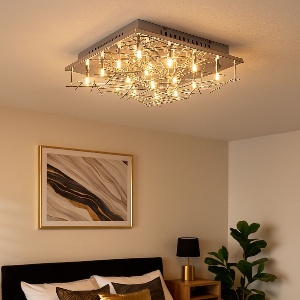 etc-shop LED Deckenleuchte, Leuchtmittel nicht inklusive, Deckenleuchte Wohnzimmerlampe Deckenleuchte Designlampe chrom