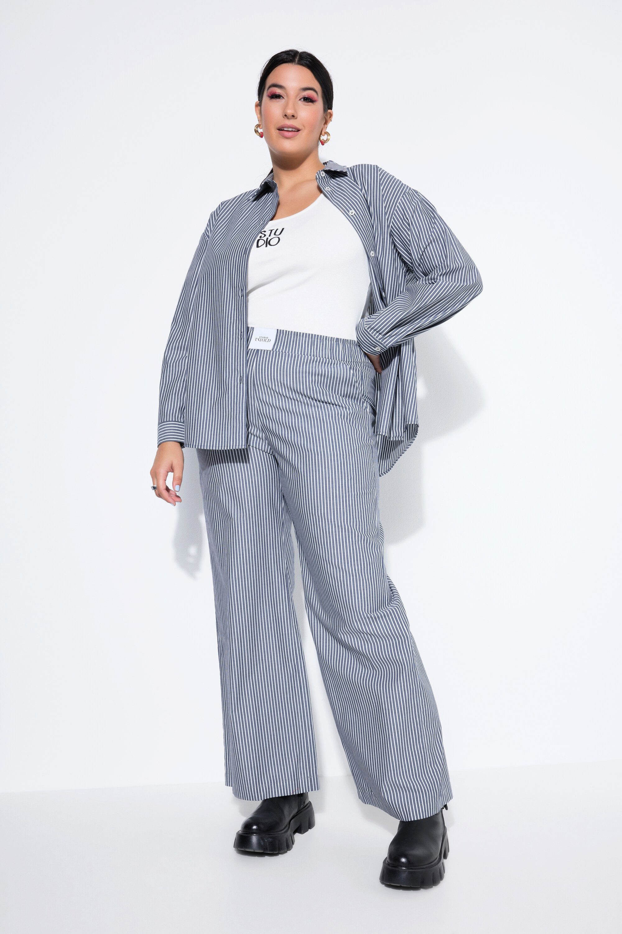 Studio Untold Hemdbluse Streifenhemd Oversize Shape Patch