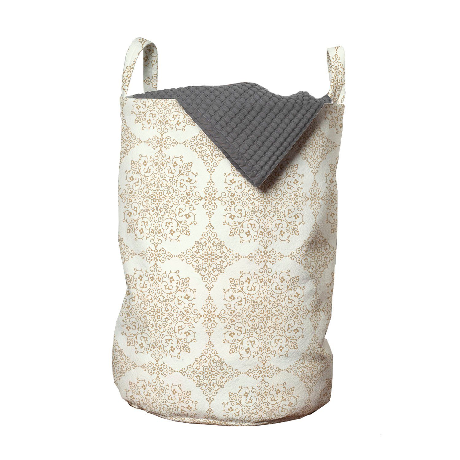 Abakuhaus Wäschesäckchen Wäschekorb mit Griffen Kordelzugverschluss für Waschsalons, traditionell Foliage Curlicues | Wäschesäcke