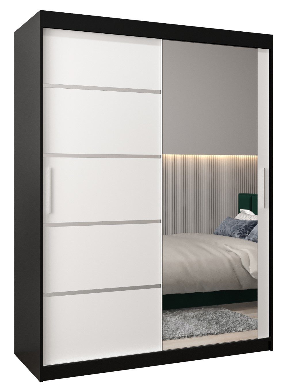 ABIKS MÖBEL Schwebetürenschrank Verona 2 Schlafzimmerschrank, mit Spiegel, Kleiderstange und Regalen