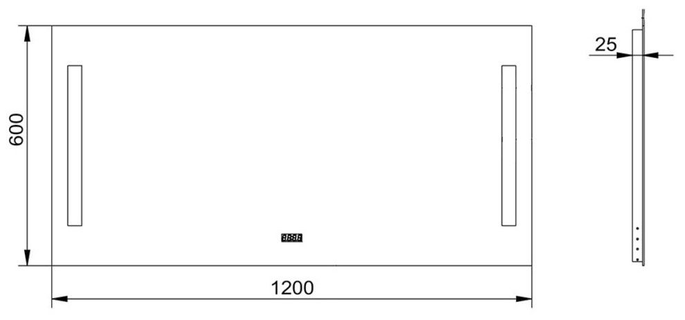 Talos Badspiegel Star, energiesparend, 60 Digitaluhr, x cm mit 120