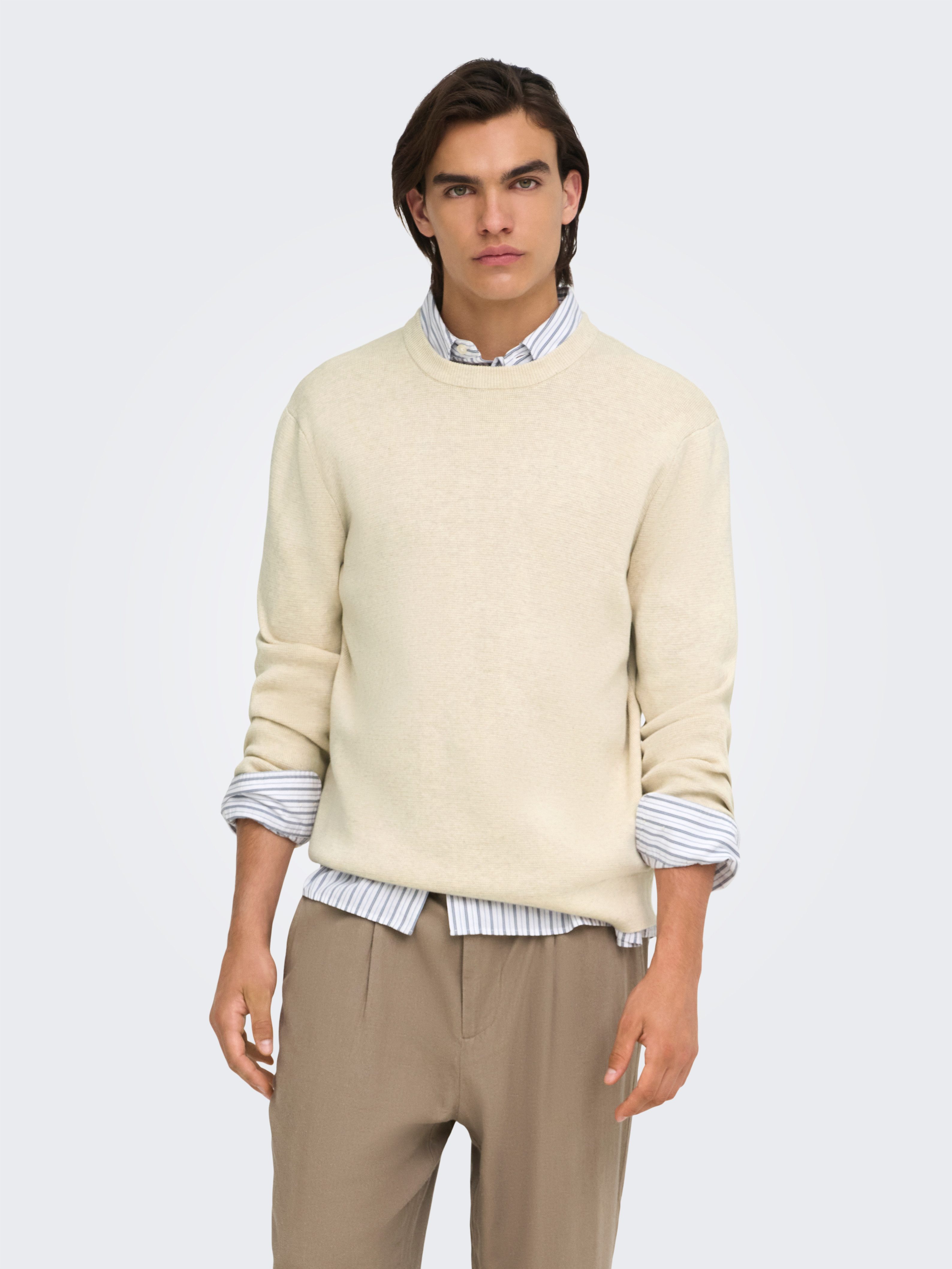 ONLY & SONS Strickpullover ONSTING RLX CREW NECK KNIT NOOS Baumwolle, relaxed fit