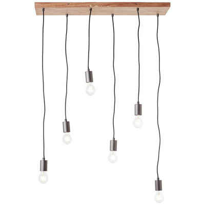 Brilliant Pendelleuchte Rustik, Lampe, Rustik Pendelleuchte 6flg schwarz/holzfarbend, 6x A60, E27, 40W