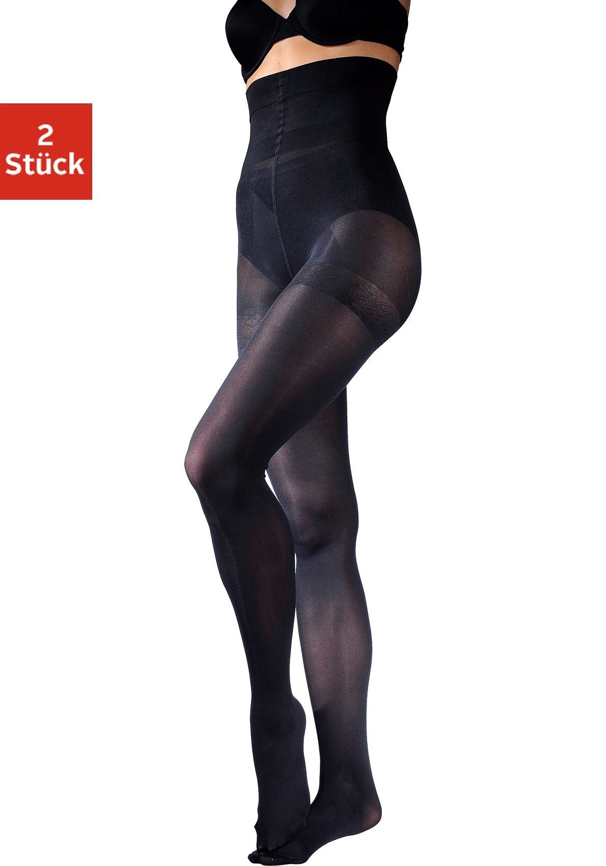 LASCANA Feinstrumpfhose Bauchweg Figurformende Stützstrumpfhose transparent 40 DEN (Packung 2 St) Bodyshaper mit extrahohem Bund