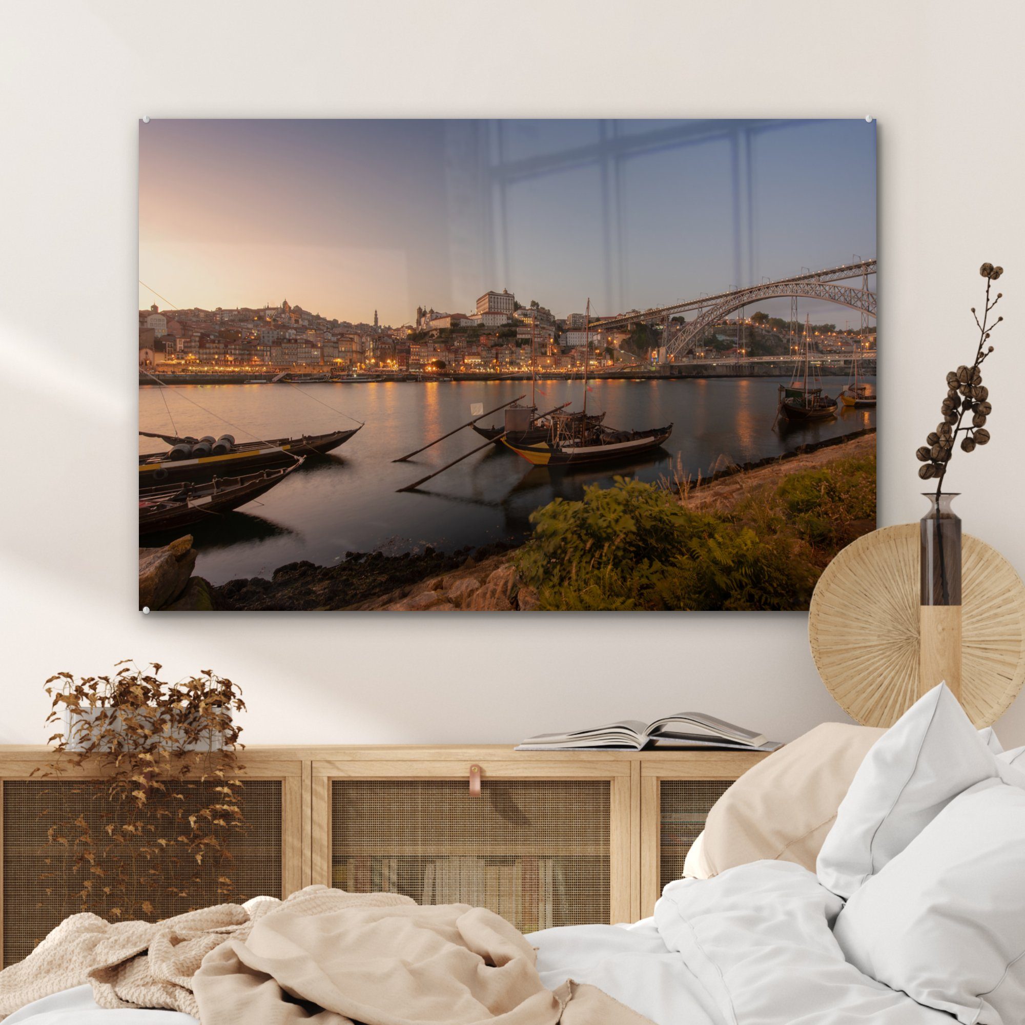 MuchoWow Acrylglasbild Portugal - Acrylglasbilder - (1 St), Schlafzimmer Wohnzimmer Wasser Boot, &
