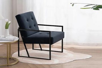JVmoebel Sessel Gemütlicher schwarzer Sessel New Textile Metall Hochwertige (1-St., Sessel), Made in Europa