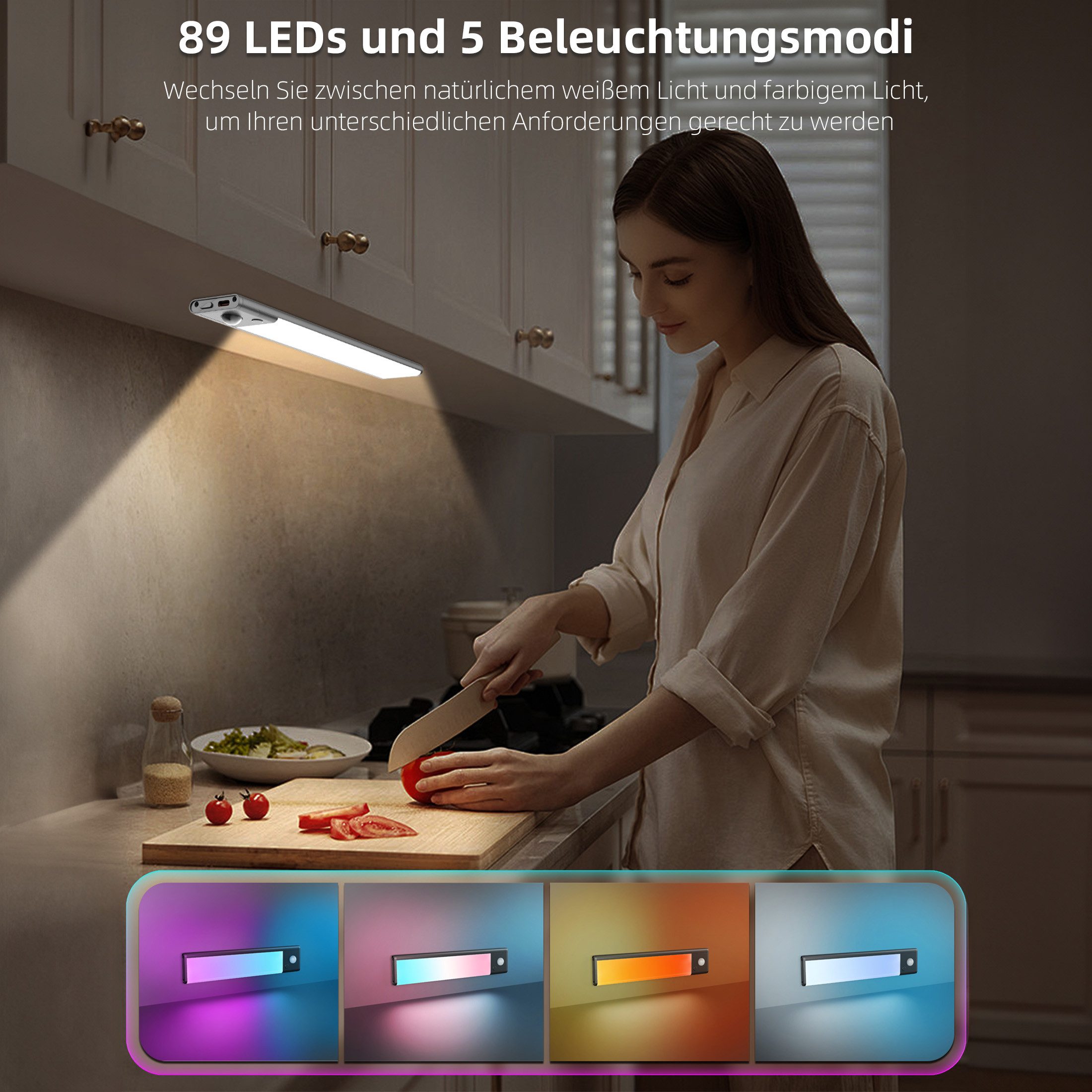 Fanttik LED Lichtleiste ohne Kabel, RGB Küchenschrank mit Bewegungsmelder u günstig online kaufen