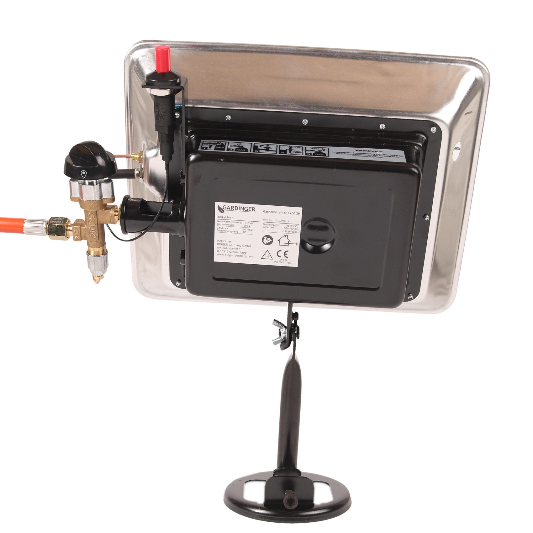 GARDINGER Heizstrahler Gasheizstrahler 4200 ZP Infrarot mit Piezozündung mit Regler, 4200 W