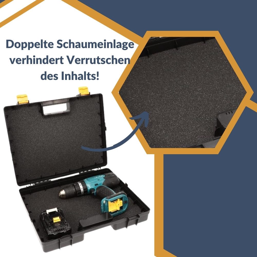 GarPet Werkzeugkoffer Maschinenkoffer Leer mit Schaumeinlage Werkzeugkasten Werkzeugkiste