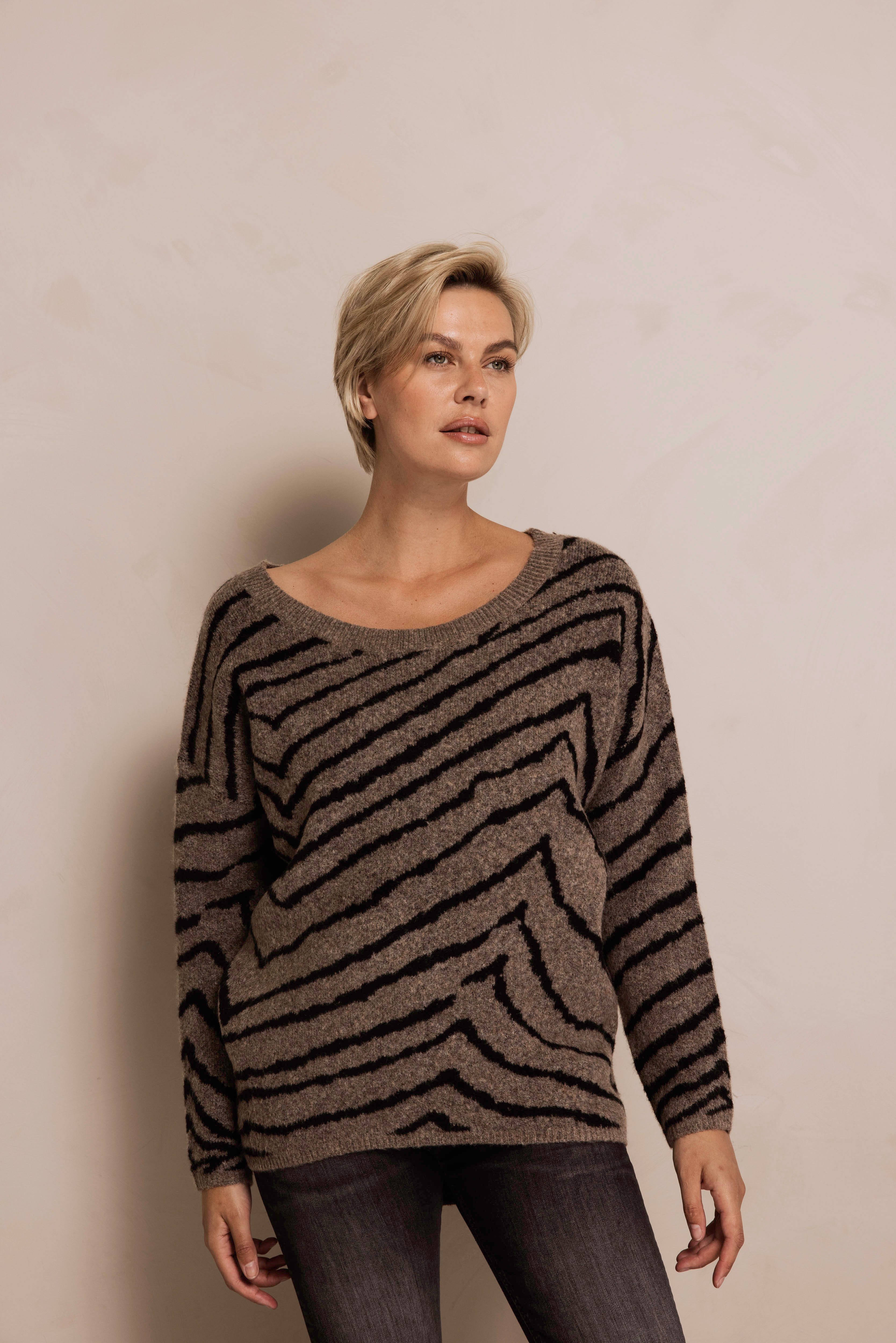 Zhrill Strickpullover ZHNINA ZEBRA mit Animal-Streifen-Print, günstig online kaufen