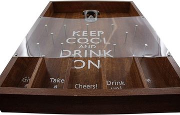 Dekoleidenschaft Flaschenöffner Trinkspiel "Keep Cool" Partyspiel, Bierspiel, Saufspiel, Party Gadget (1-tlg), aus Holz, zum Aufhängen an Wand oder Baum, Saufroulette, Trinkroulette