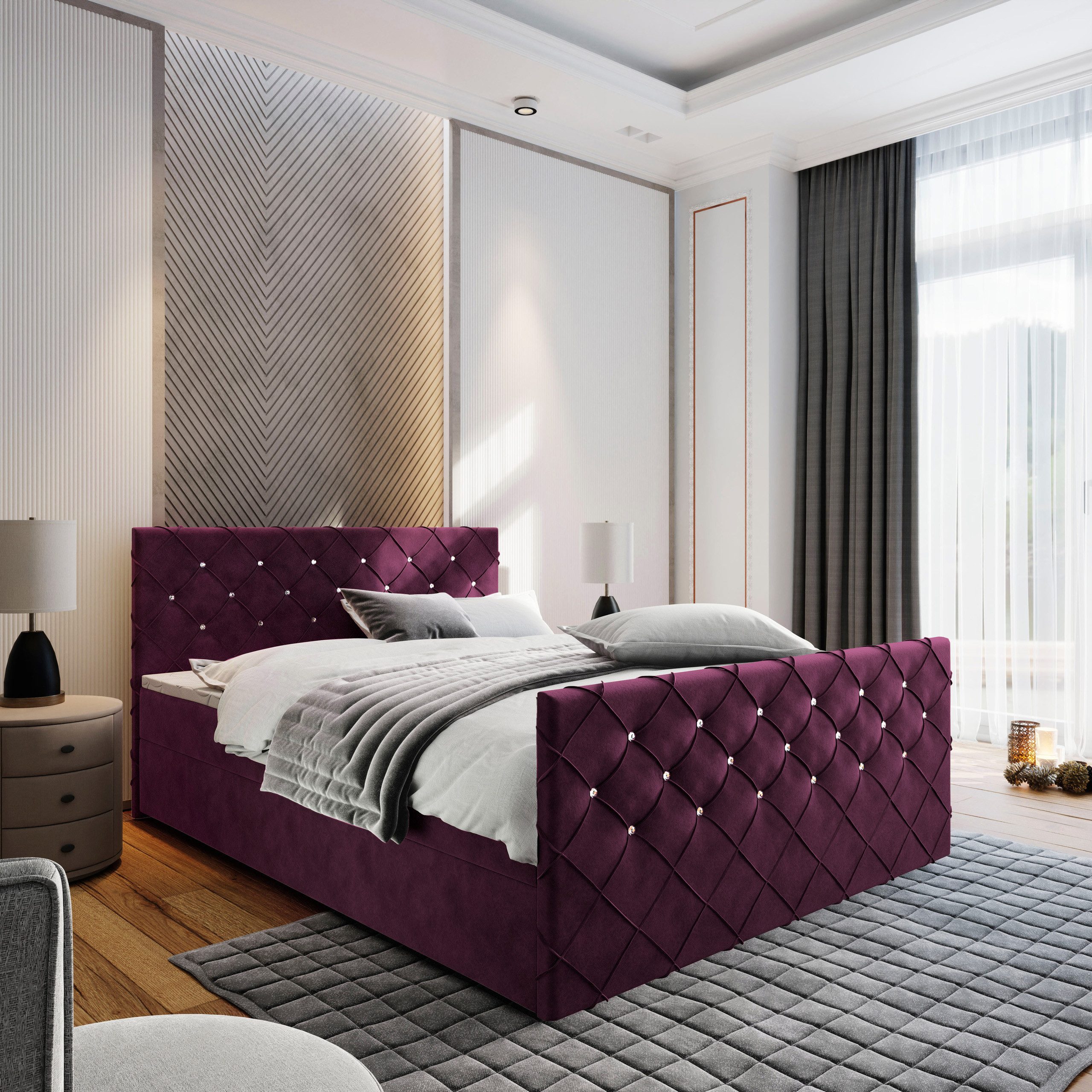 Masseno Boxbett MANDI 140x200 cm mit Bonell Matratze und Topper