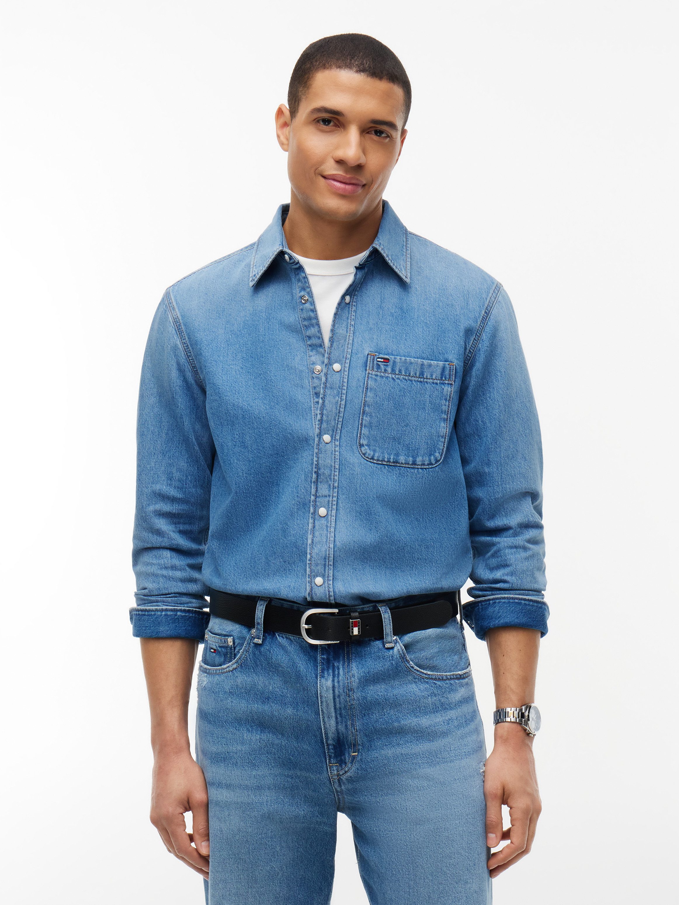 Tommy Jeans Jeanshemd REGULAR SHIRT Regular fit mit Hemdkragen