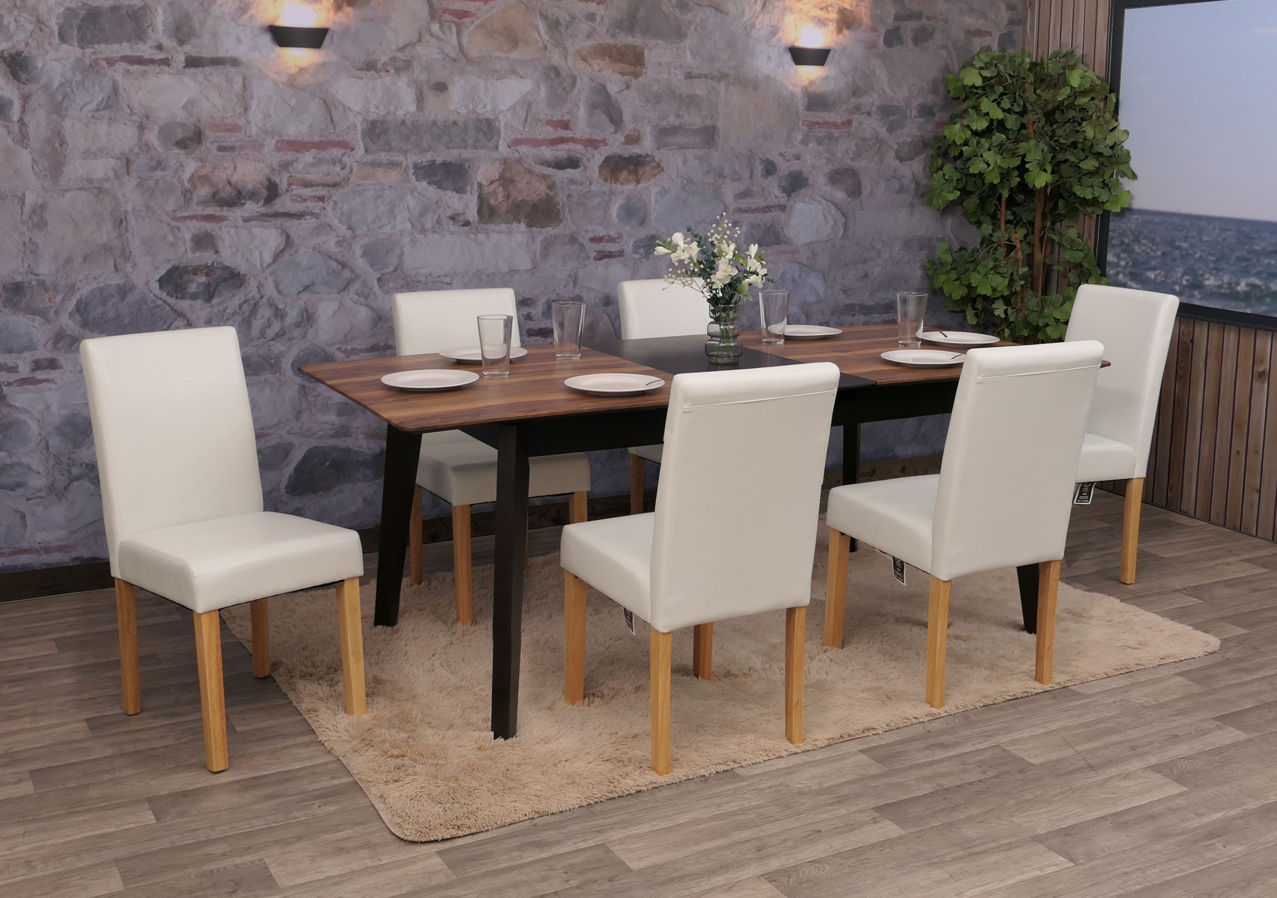 MCW Esszimmerstuhl Littau-6 (Set, 6 St), 6er-Set, Hohe Rückenlehne, Rutschfest durch Kunststoff-Bodenschoner