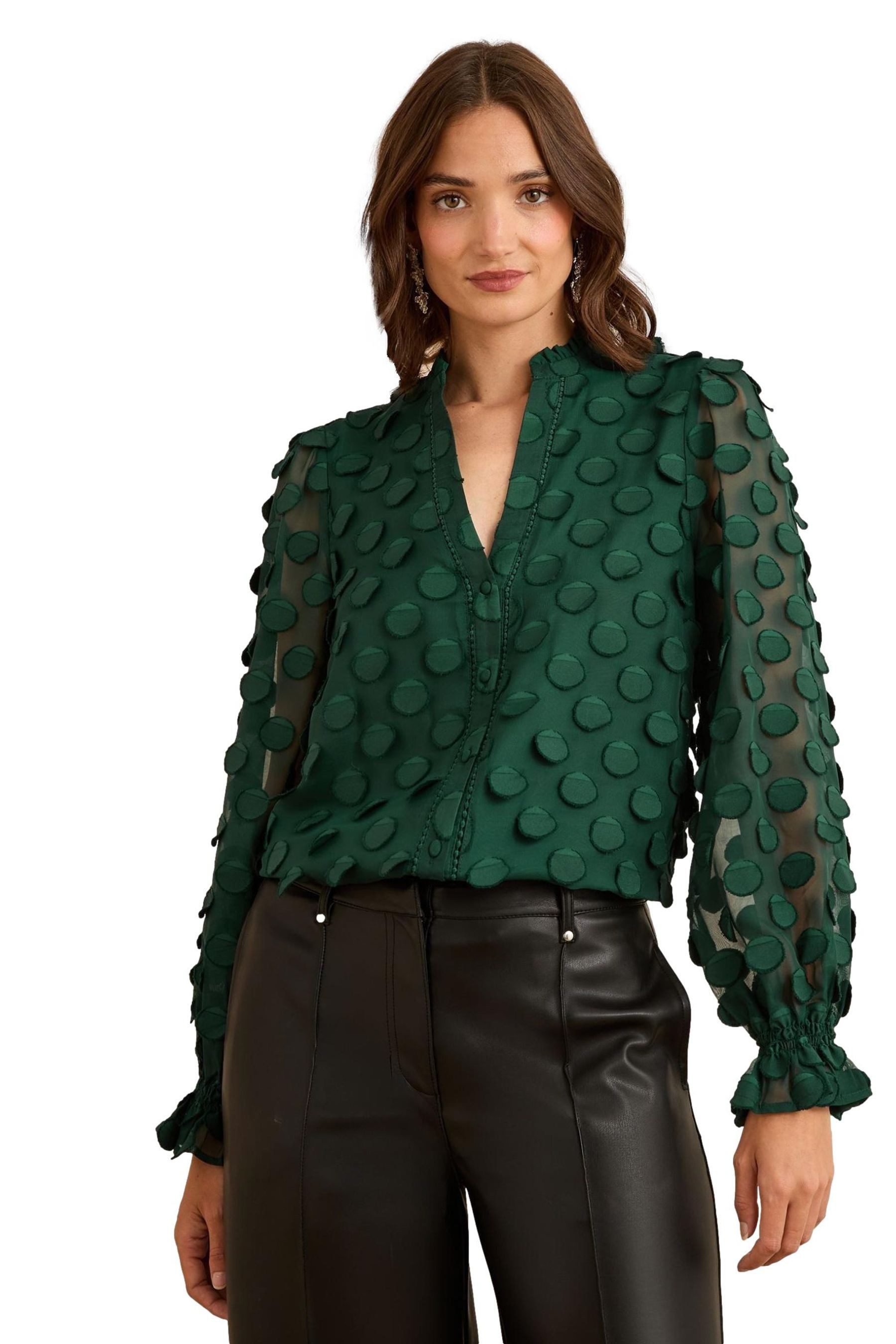 Love & Roses Langarmbluse Love & Roses Bluse mit 3D-Punkten, Regular (1-tlg)