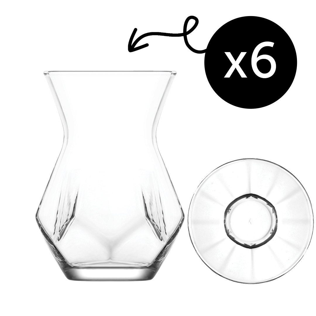 LAV Gläser-Set Alya 6x Teegläser + 6x Unterteller, 6-tlg., Glas, 12-tlg. Set, 165ml, ideal für Teegenuss