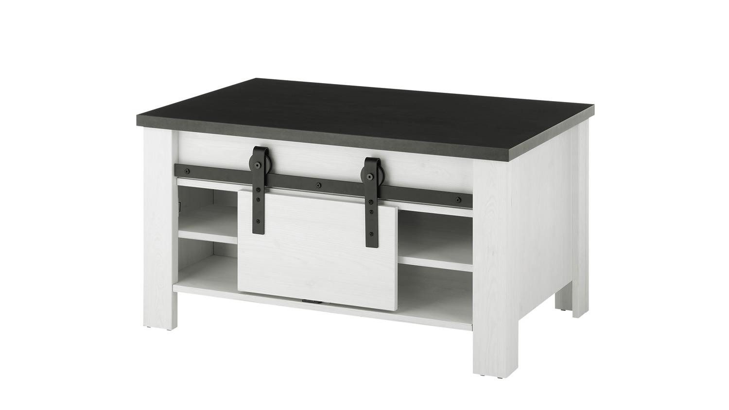 Möbel Akut Couchtisch Couchtisch Sherwood 62 Pinie weiß und anthrazit 93x60 cm