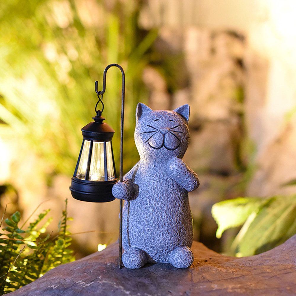 TUWENA LED Solarleuchte Katze Gartenfiguren mit Solar Laterne, Wasserdicht Solarlampe Figur, Für Balkon Garten Deko, für Frauen, Muttertagsgeschenk, Mama Geschenk