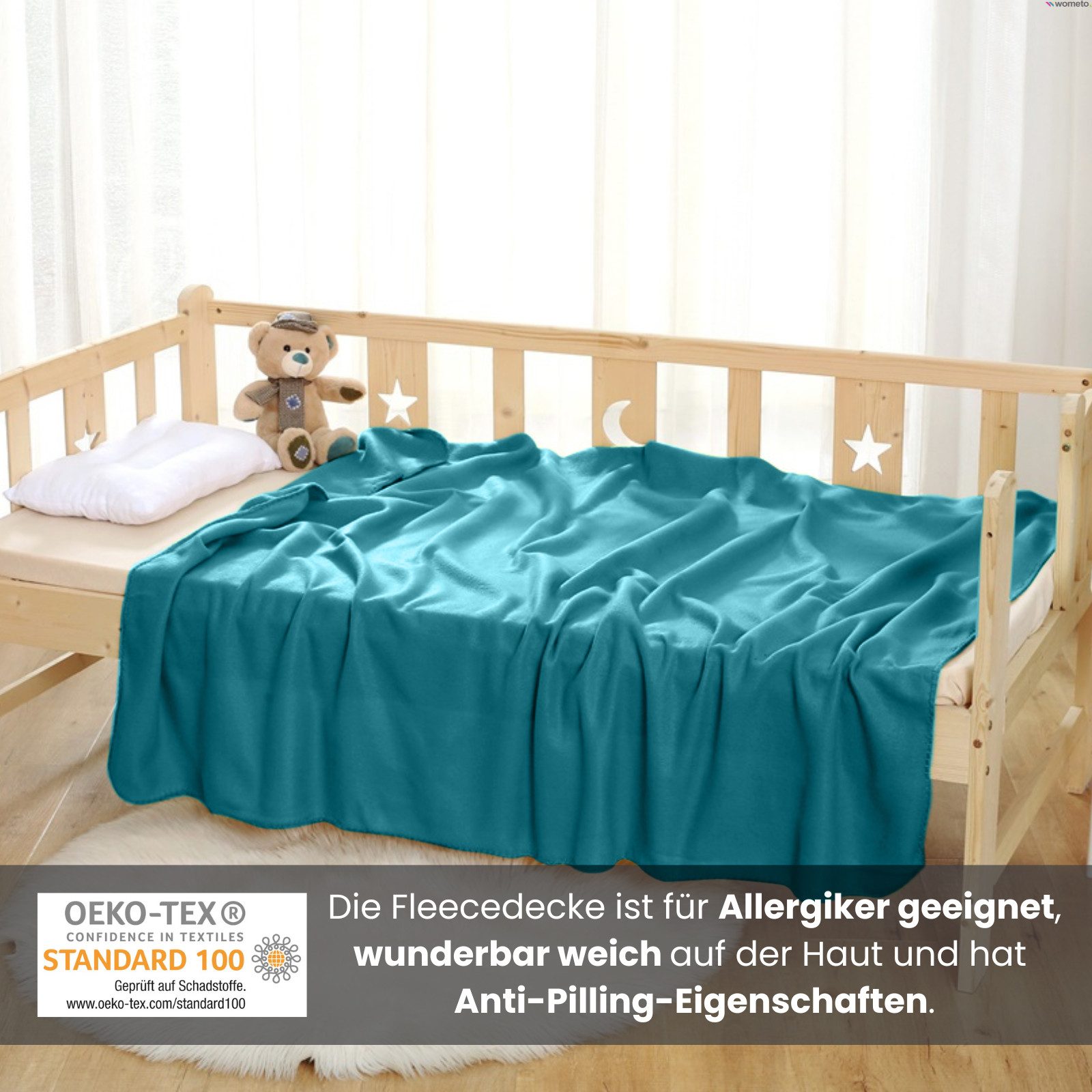 Wohndecke Polar-Fleece, wometo, OEKO-TEX®, 2 Fleecedecken mit Kettel-Rand & Anti-Pilling – Bild 3 von 5