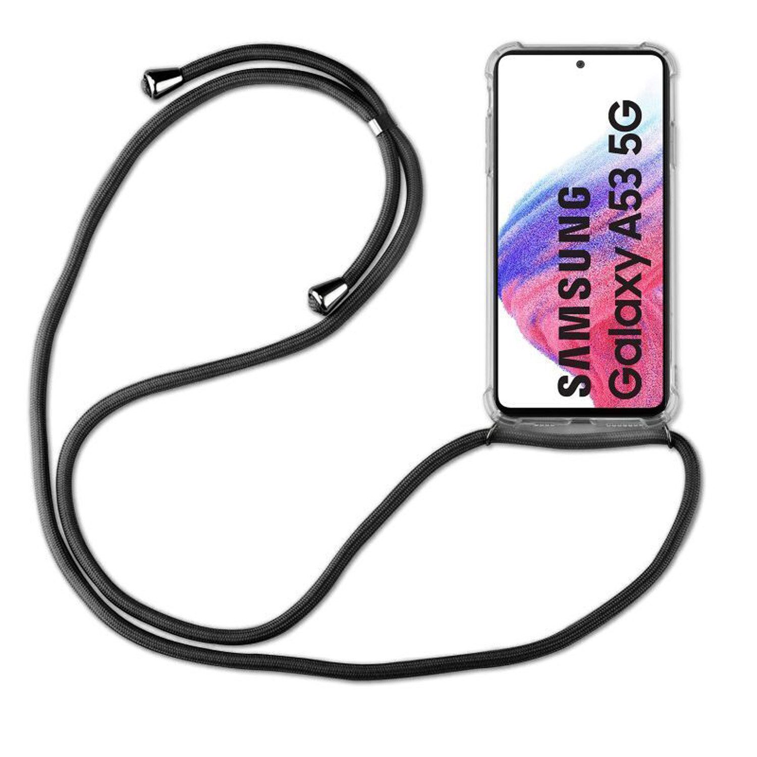 betterfon Handykette für Samsung Galaxy A53 Handyhülle mit Band & Kordel Bumper Schwarz, Hände frei – mit Silikonhülle & Schnur für flexiblen Alltag