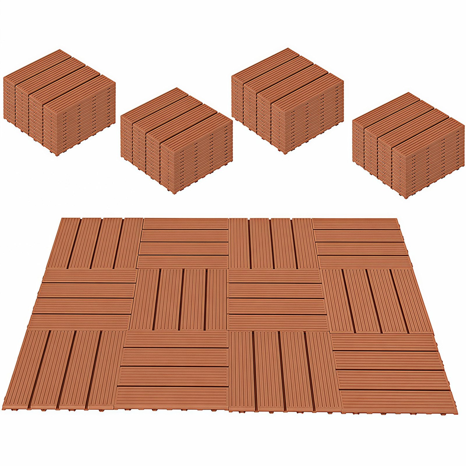 GLIESE Terrassendielen Terrassenfliesen 44er Set mit Klicksystem, 30 x 30 x 2 cm, 3,96 m², BxL: je 30x30 cm, 20 mm Stärke, (Set, 44-St., Braun), für Garten, Holzstege, Terrasse, Hof, Wohnzimmer, Schlafzimmer