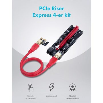 GRAUGEAR PCIe Riser Express Kits Mainboard, 1 X zu 16 X Mining Maschine 4 Stück USB 3.0 Ethereum Mining Rigs