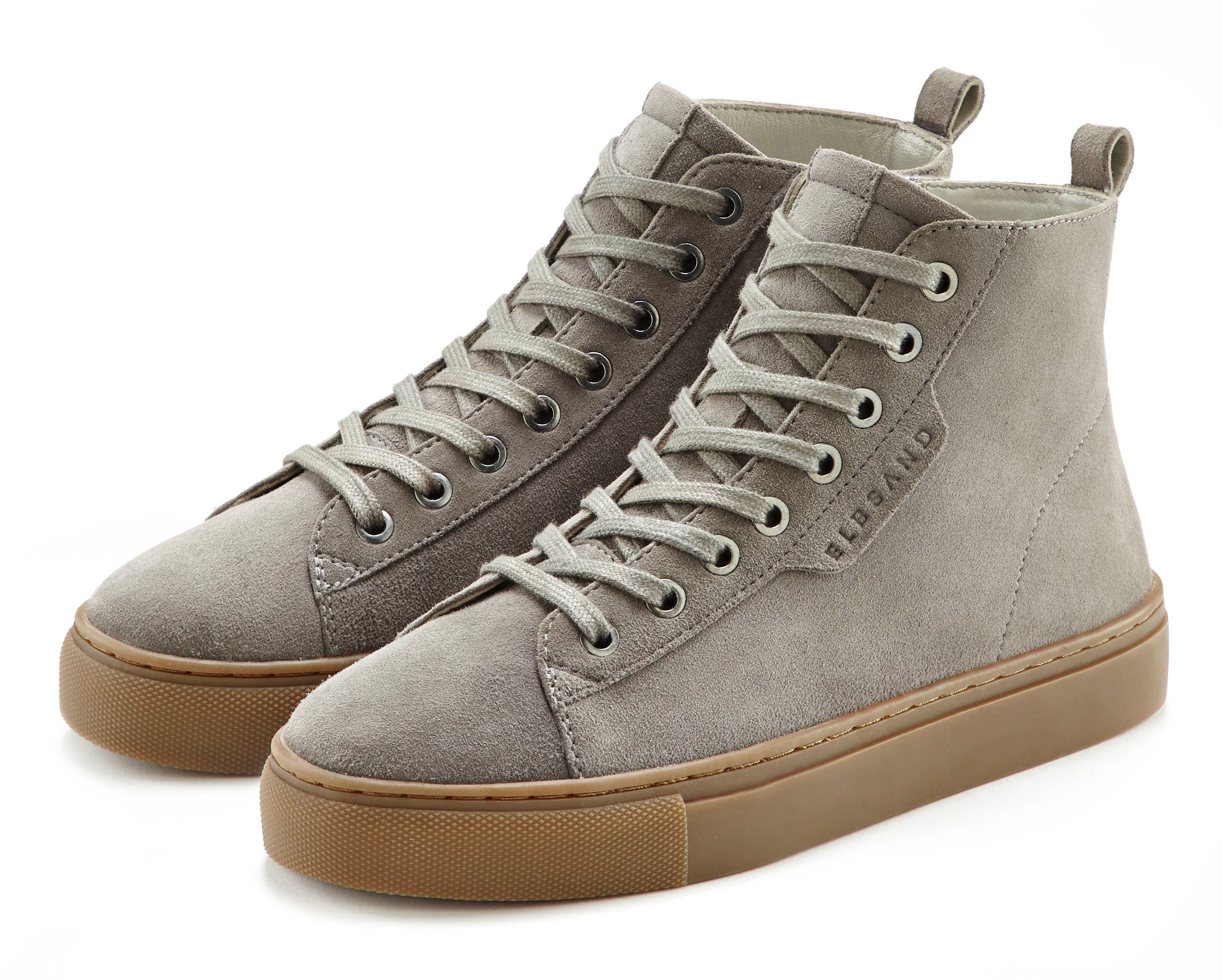 dunkelgrau Casual-Look Boots, Schnür weiches Leder, Stiefelette Sneaker Elbsand Stiefel, High-Top,