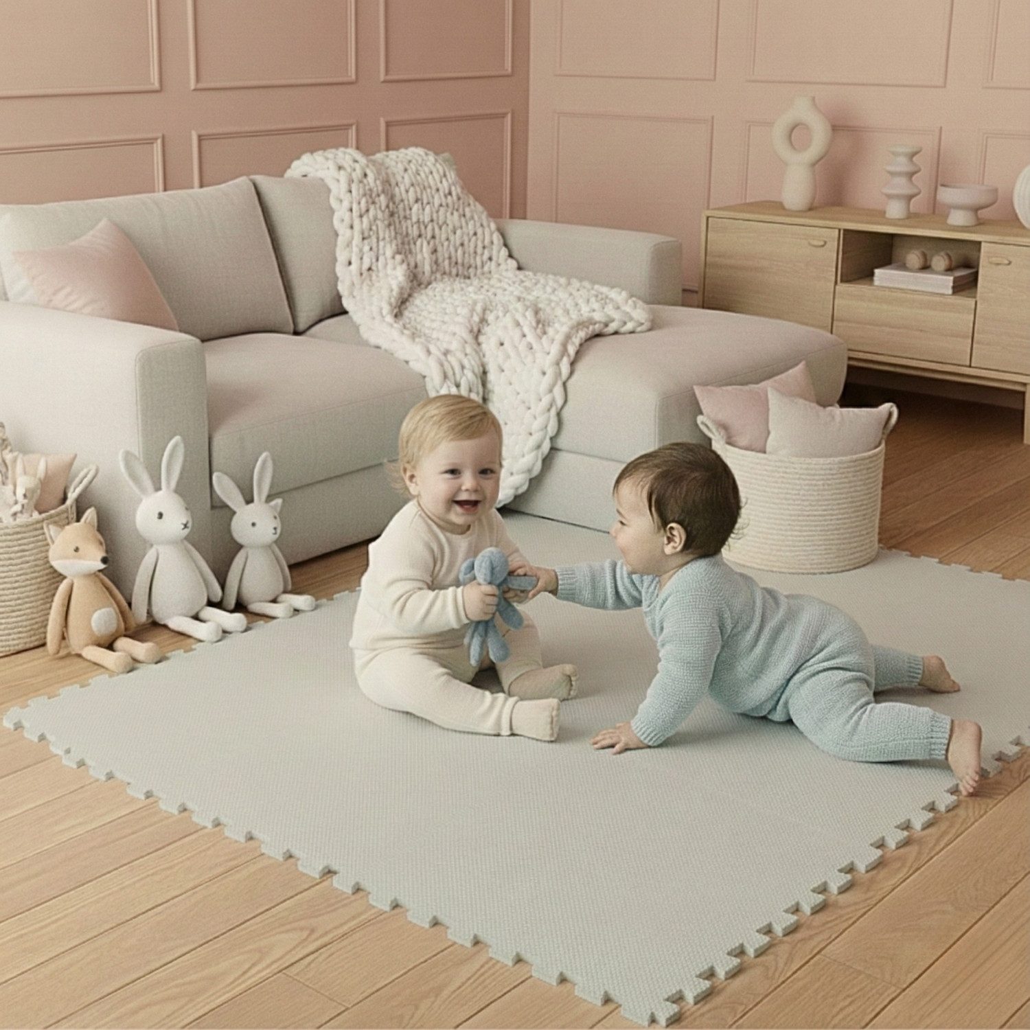 LittleTom Puzzlematte ab dem 1. Tag - 18 Teile Baby Spielmatte - 30 x 30 Kinder Krabbelmatte, (18-tlg), Spielunterlage für Babys und Kleinkinder - Kinderzimmer Puzzleteppich