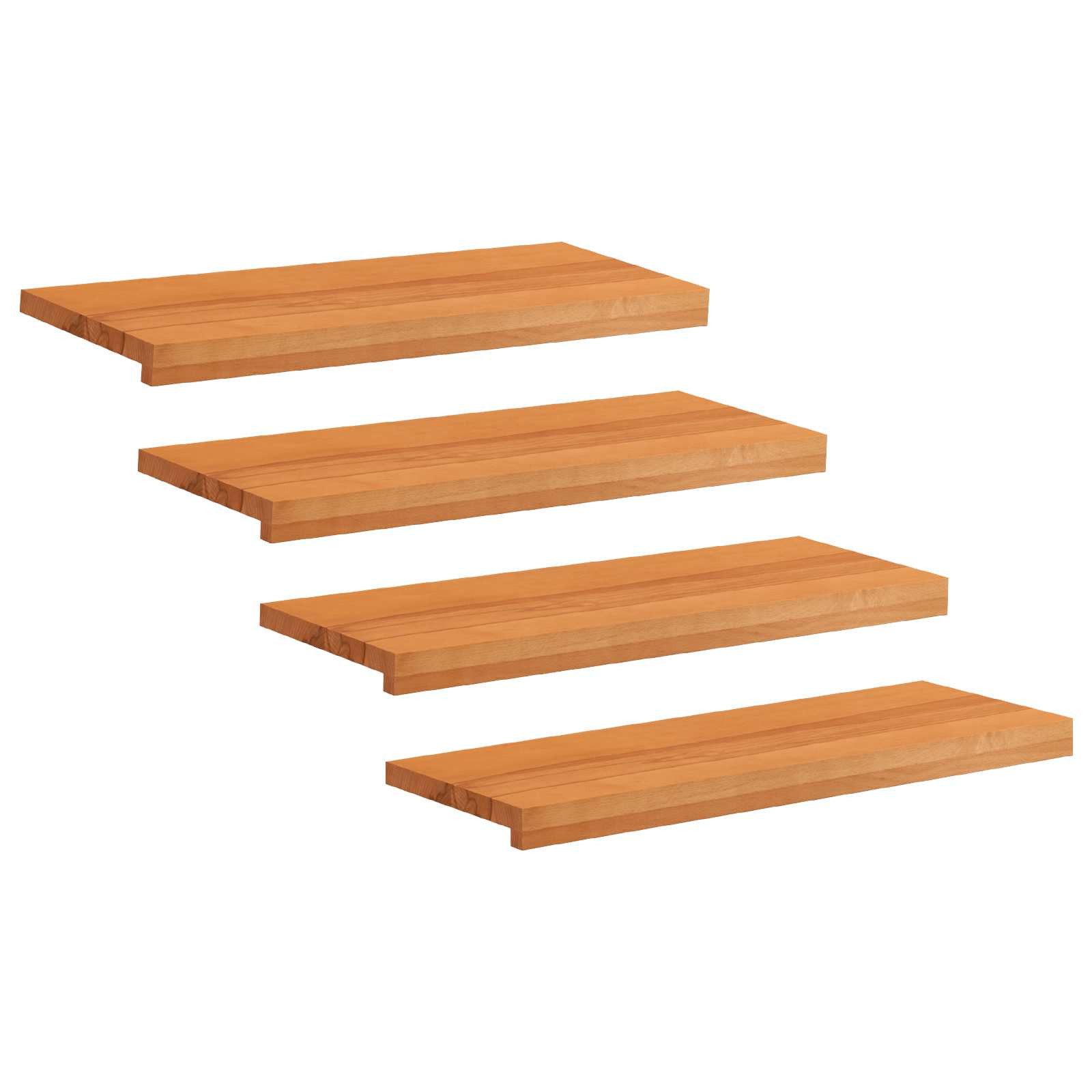 vidaXL Stufenmatte Treppenstufen 4 stk. 80 x 30 x 2 cm Hellbraun Massivholz Buche, Höhe: 2 mm