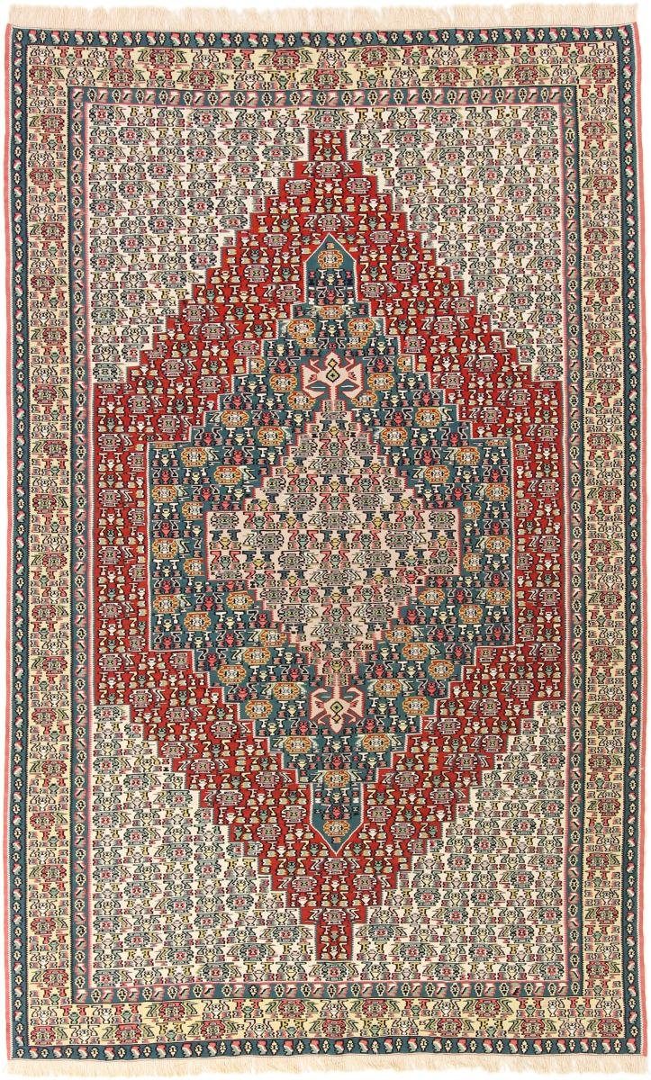 Orientteppich Kelim Fars Seidenkette 160x260 Handgewebter Orientteppich, Nain Trading, rechteckig, Höhe: 4 mm