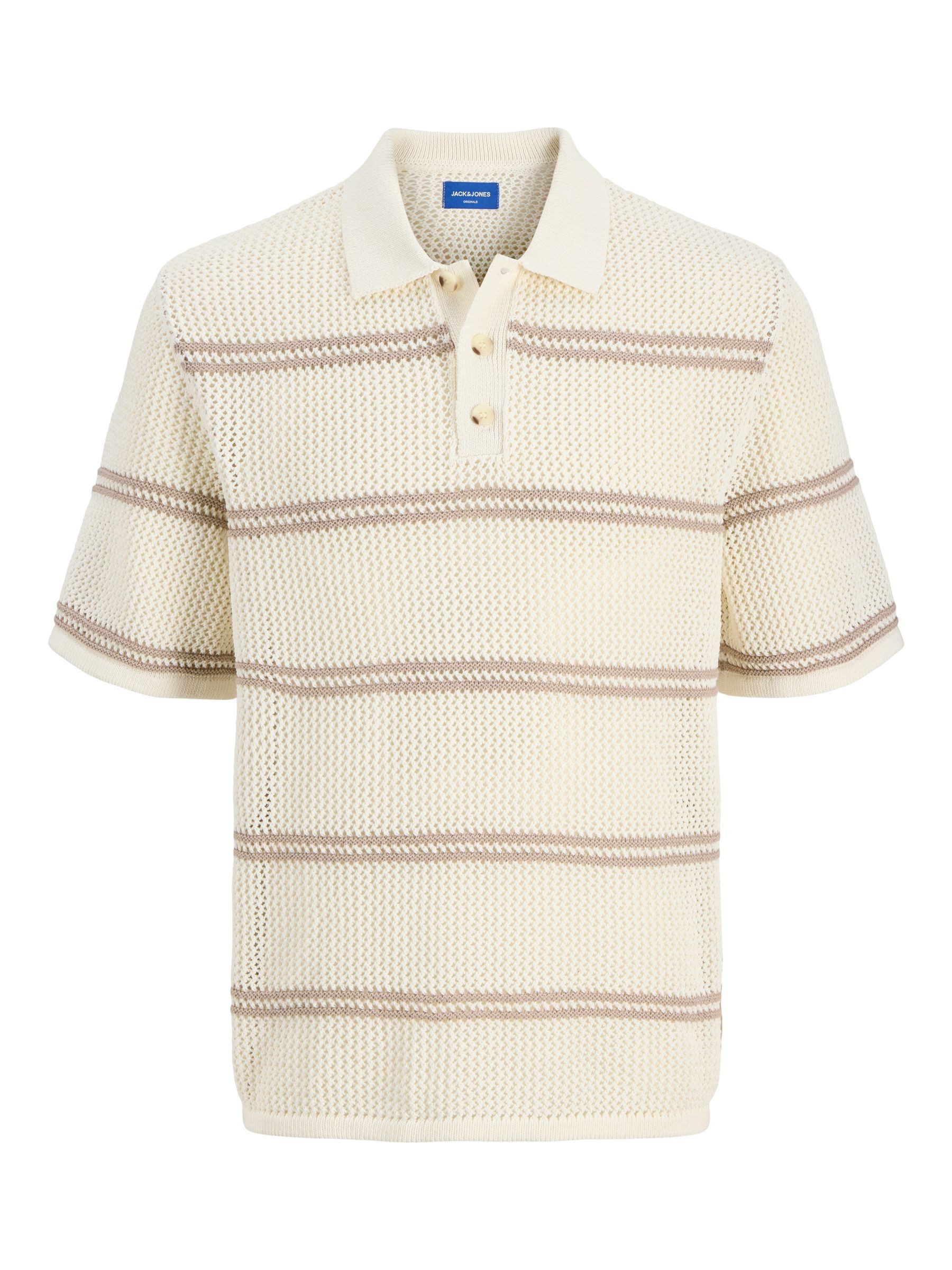 Jack & Jones Poloshirt Gestricktes kurzärmliges Oberteil mit Streifen JORSUMMER KNIT SS POLO STYD SS25