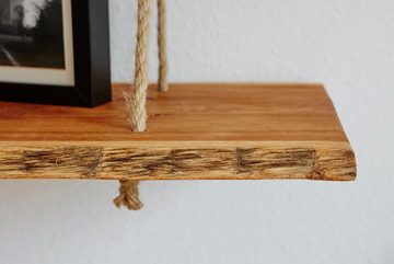 Living Oak Wandregal Hängeregal aus Eichenholz, Europäische Eiche, nachhaltig in Deutschland produziert, Baumkanten Wandregal