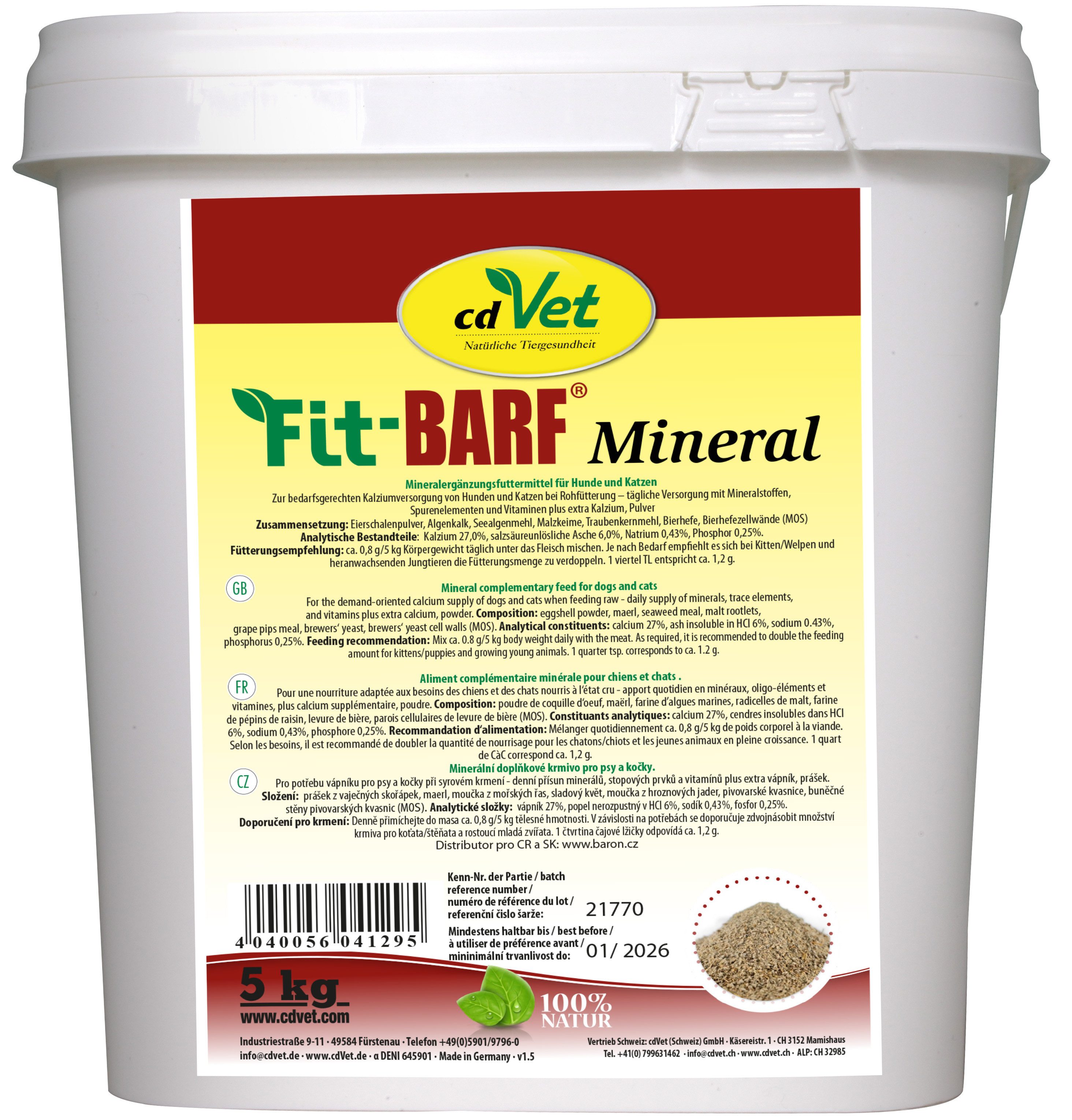 cdVet Fit-BARF Mineral, Ergänzungsfutter für: Hunde