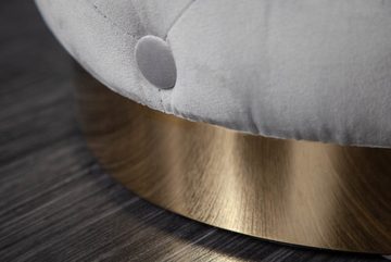 riess-ambiente Sitzhocker MODERN BAROCK 37cm grau / gold, Hocker · Samt · Metall · Chesterfield-Design