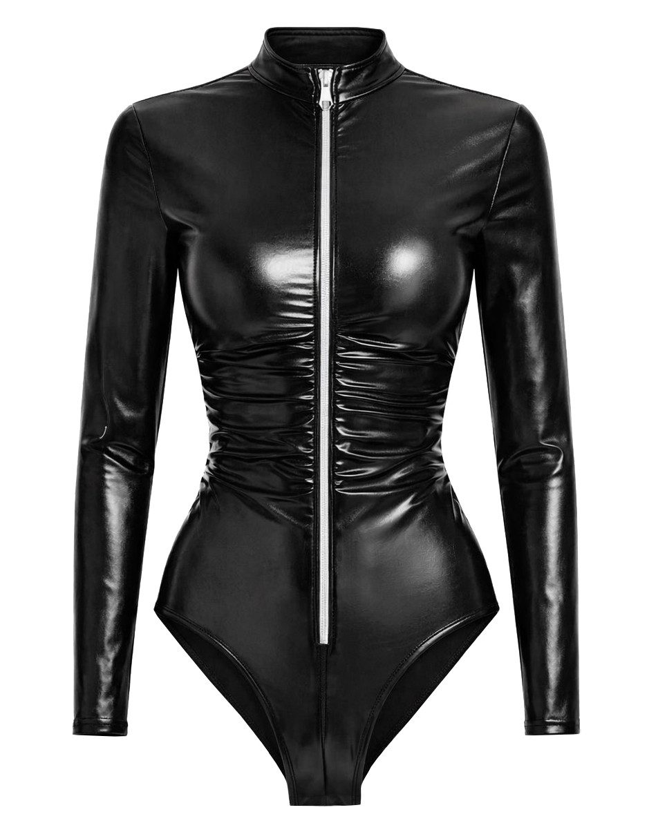 7Heaven Langarmbody mit Frontreißverschluss und rückseitiger Raffung - Wetlook