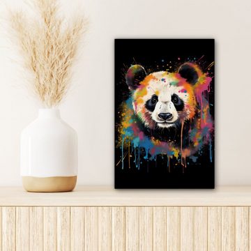 OneMillionCanvasses® Leinwandbild Panda - Graffiti - Tiere - Schwarz - Farben, (1 St), Leinwandbild fertig bespannt inkl. Zackenaufhänger, Gemälde, 20x30 cm