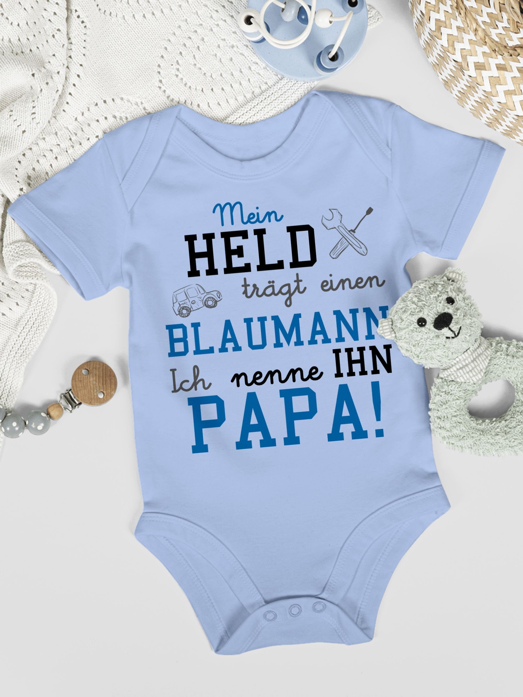 Baby Mein trägt Blaumann einen Held Sprüche 2 Babyblau Shirtbody Shirtracer