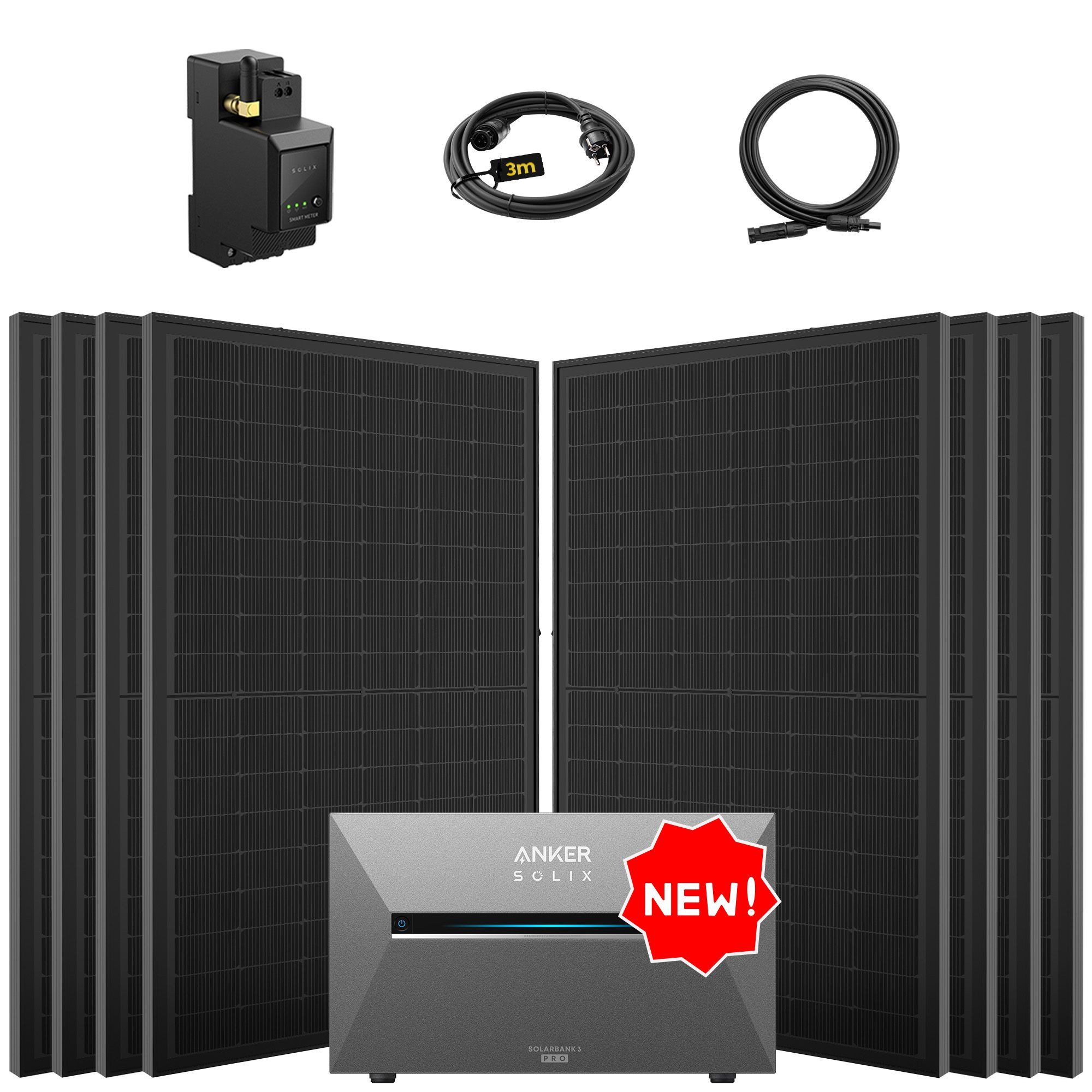 SolarMars Solaranlage 4000W Balkonkraftwerk mit Speicher Anker Solix Solarbank 3 E2700 Pro, (mit optionaler BP2700 Erweiterungsakku), mit intelligenter KI zur dynamischen Überwachung des Stromverbrauchs