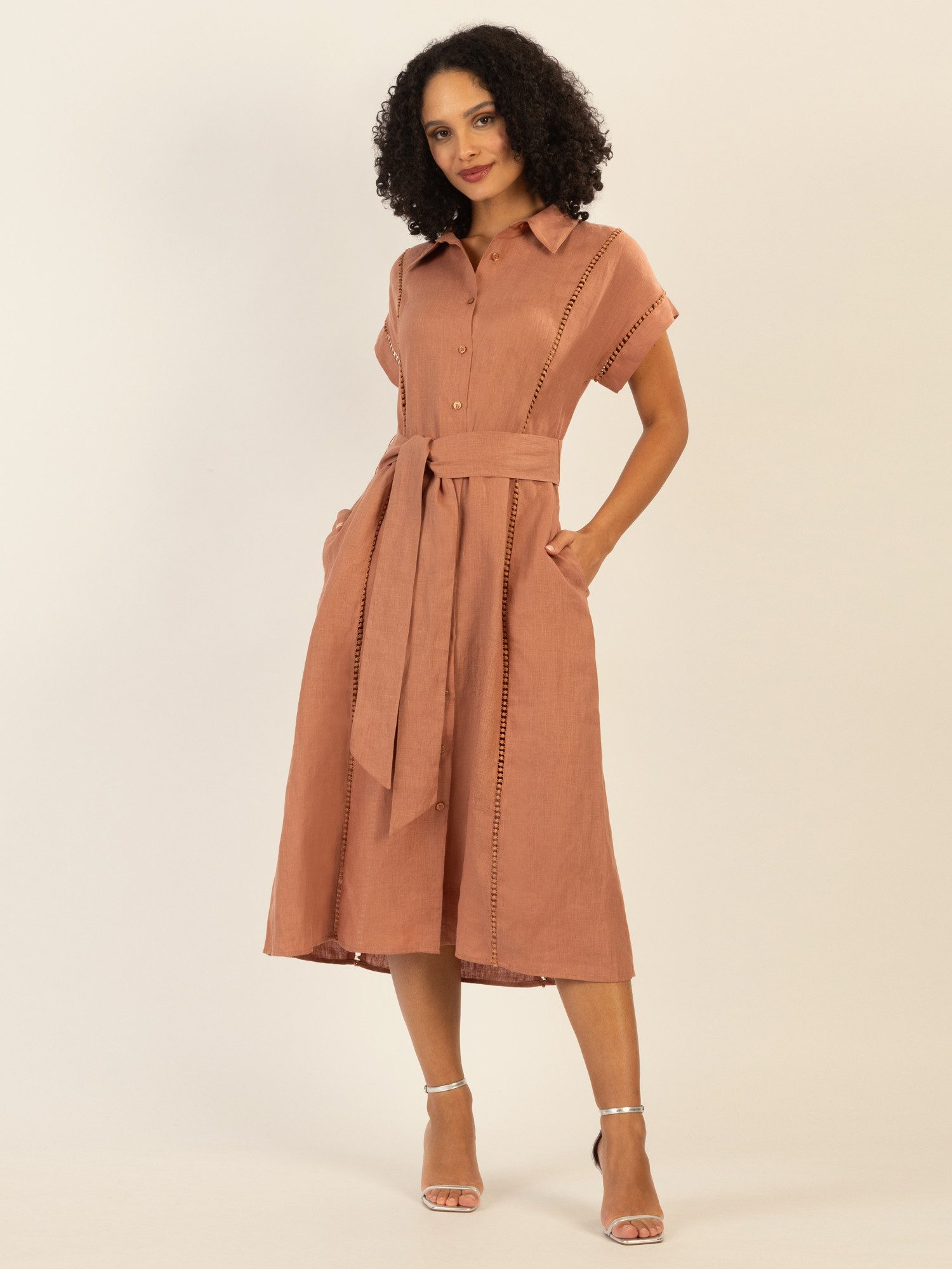 mint & mia Midikleid mit Bindegürtel günstig online kaufen