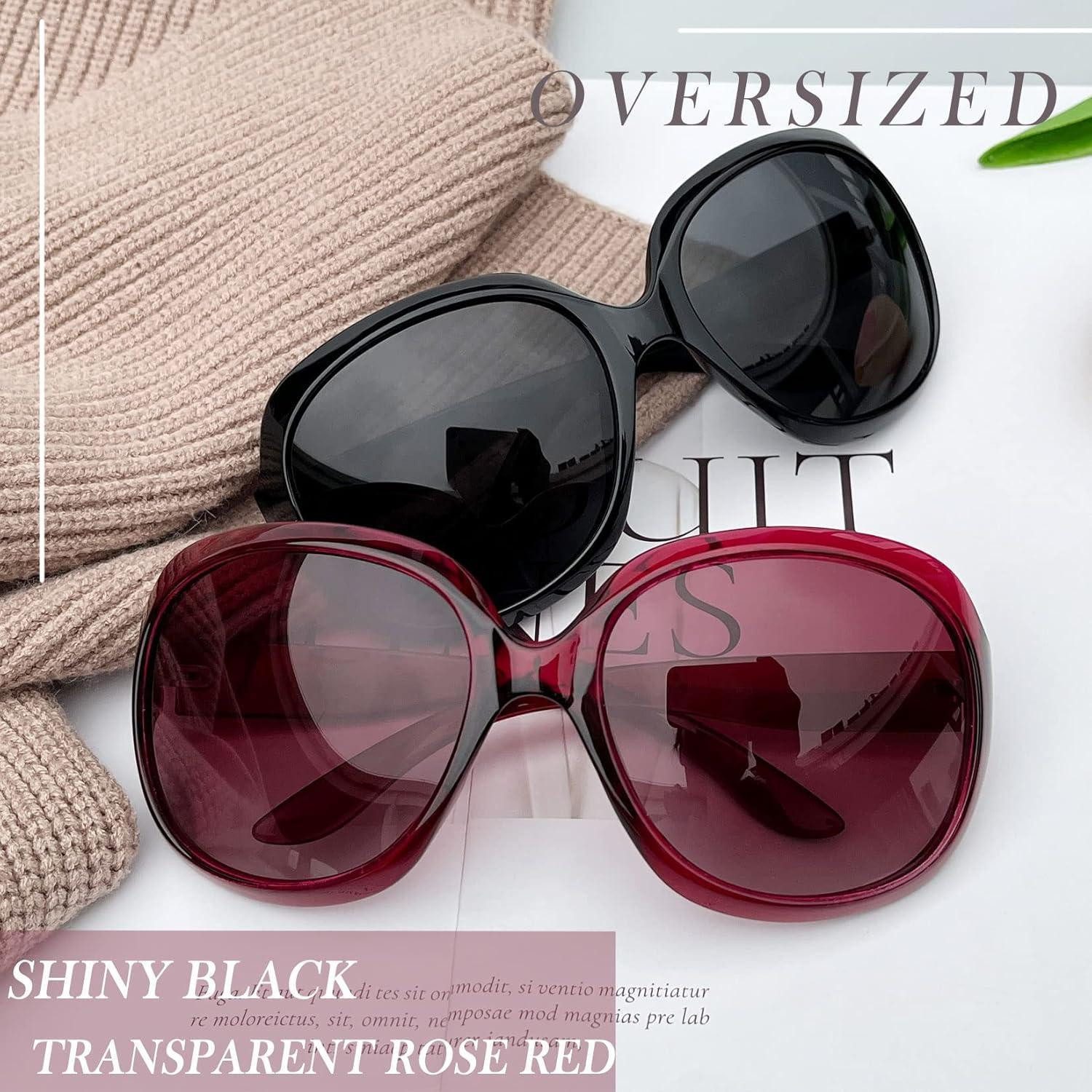 LuxusKollektion Retrosonnenbrille Sonnenbrille Damen Oversized B55-schwarz und Rosenrot Wie die Bilder