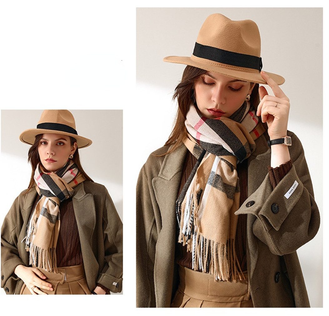 Blusmart Schal Karierter Schal für Damen, (Warmer Schal aus Kaschmirimitat, Zarte, weiche und elastische Haptik), Weiches und dehnbares Tragegefühl, einfach zusammenzustellen