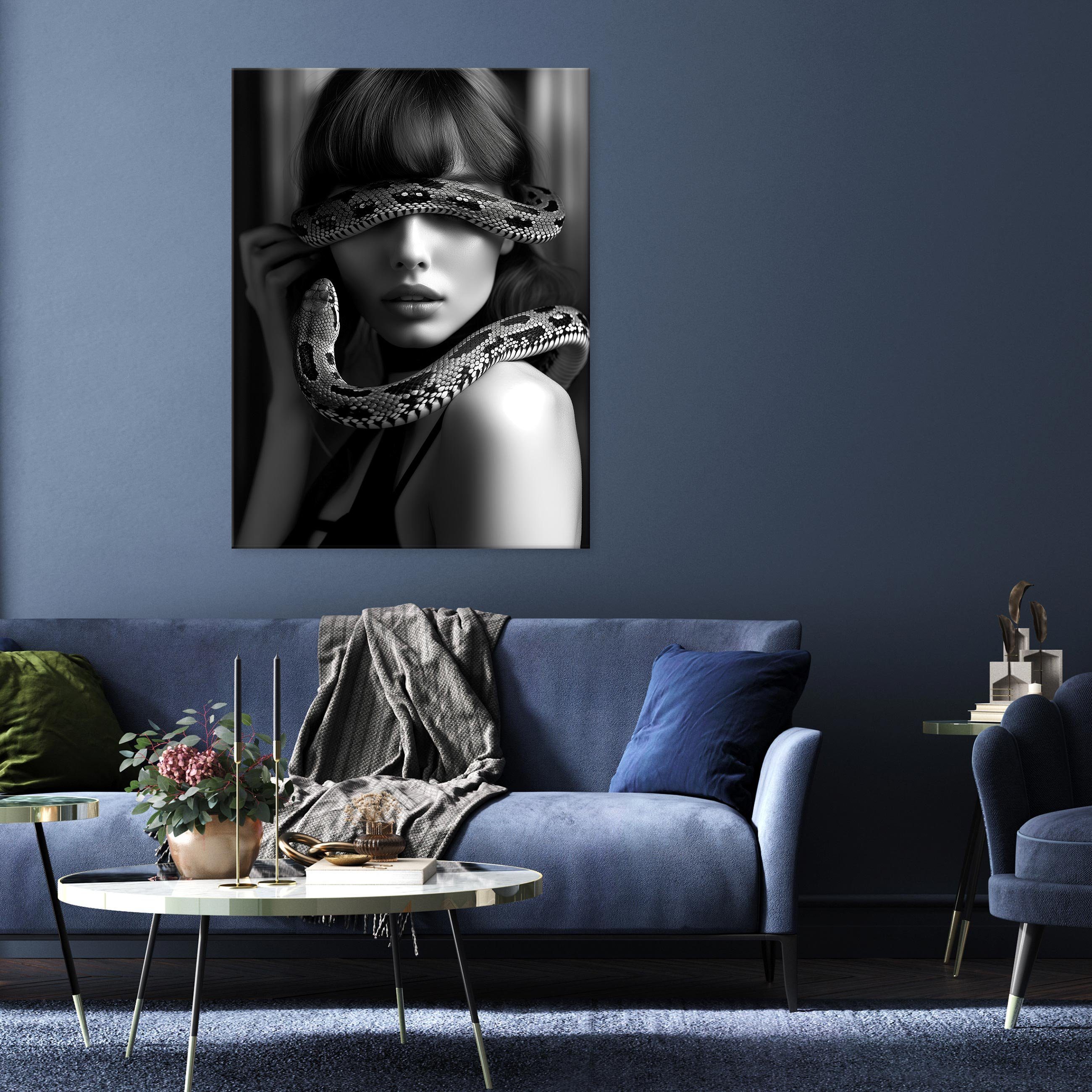 Wallarena Leinwandbild Schwarz weiß Frau Wohnzimmer Schlafzimmer XXL Wandbild Modern, Schwarz-weiß (Einteilig, 1 St), Bilder Badezimmer Küche Leinwandbild Wandbilder Wand Deko