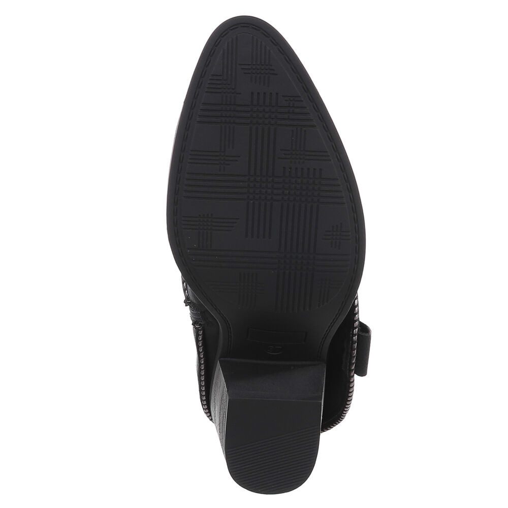 Ital-Design Modische Stiefelette mit Glitzer-Details für Damen Westernstiefelette (90482703) Blockabsatz Stiefeletten in Schwarz – Bild 3 von 5